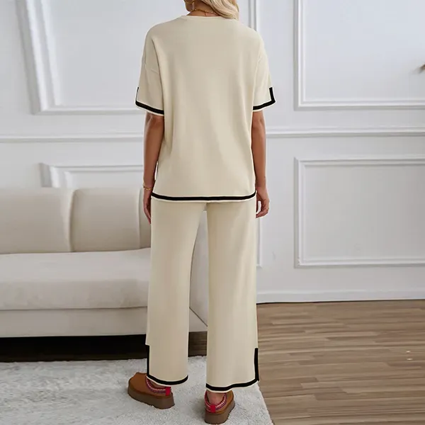 Striped Top and Wide Leg Pants Set