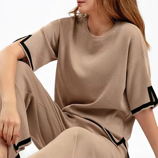 Striped Top and Wide Leg Pants Set