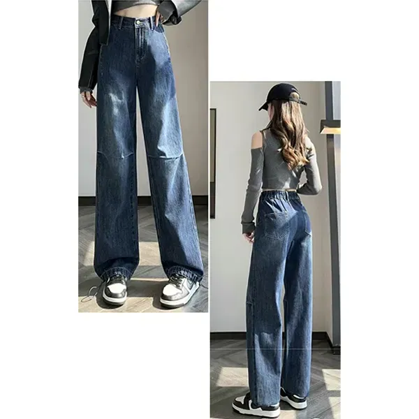 Stylish High Waist Button-Up Wide-Leg Denim Jeans