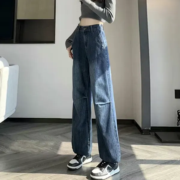 Stylish High Waist Button-Up Wide-Leg Denim Jeans