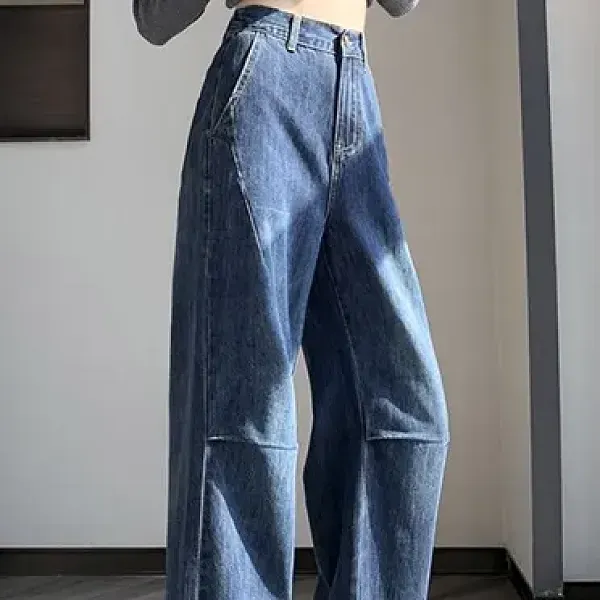 Stylish High Waist Button-Up Wide-Leg Denim Jeans