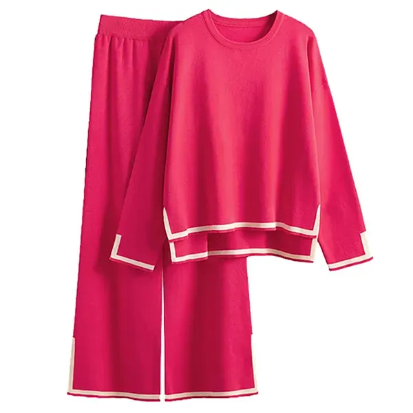 Striped Top and Wide Leg Pants Set