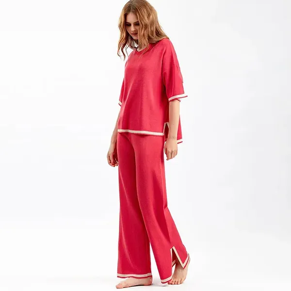 Striped Top and Wide Leg Pants Set