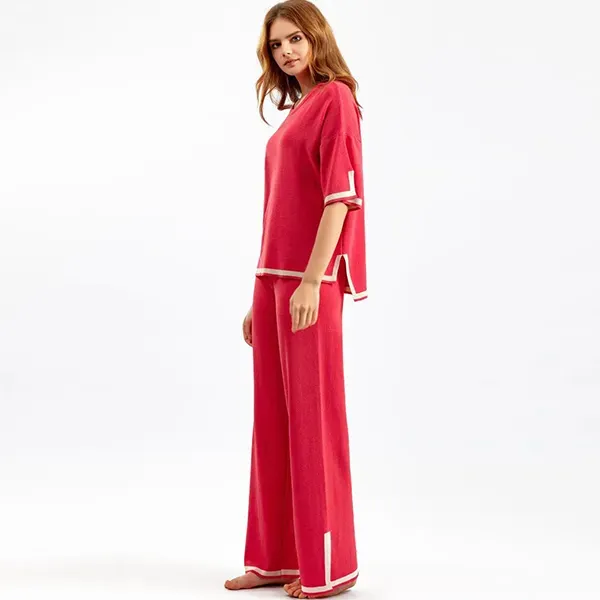 Striped Top and Wide Leg Pants Set