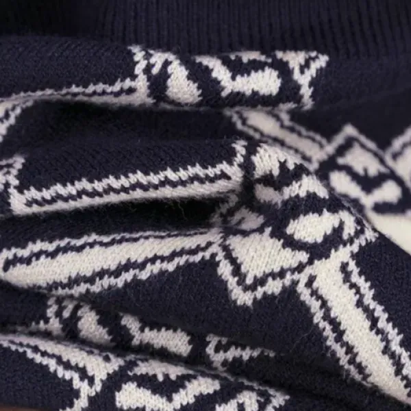 Thumbnail of Elegant Geometric Pattern Long Sleeves Knit Dress