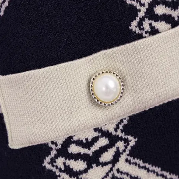 Thumbnail of Elegant Geometric Pattern Long Sleeves Knit Dress