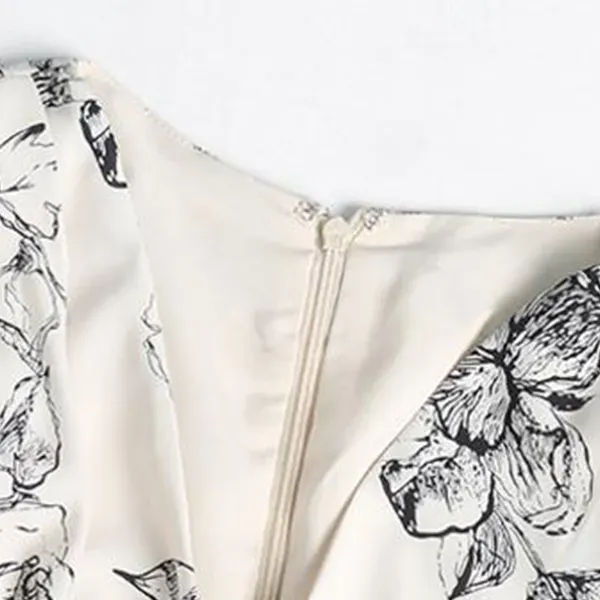 Thumbnail of Floral Print Long Sleeve V-Neck Midi Dress For Women