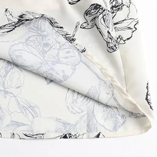 Floral Print Long Sleeve V-Neck Midi Dress For Women