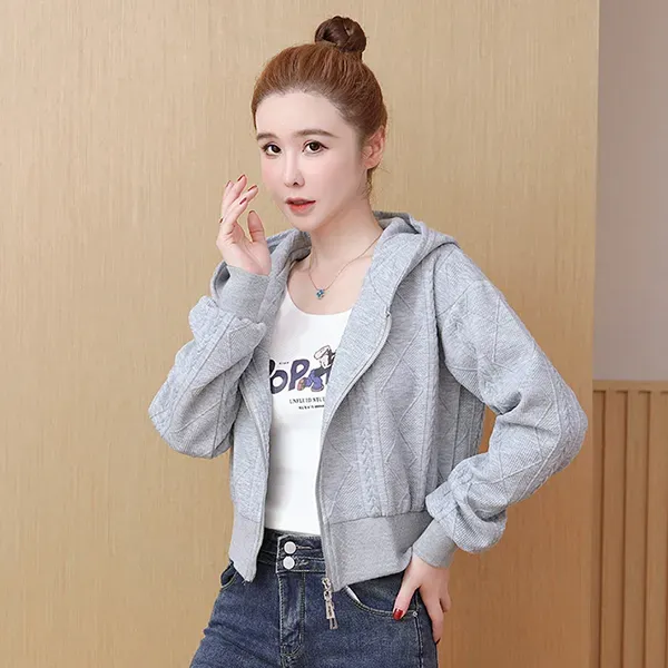 Winter Casual Wear Hoodie Zip-Up Quilted Jacket For Women