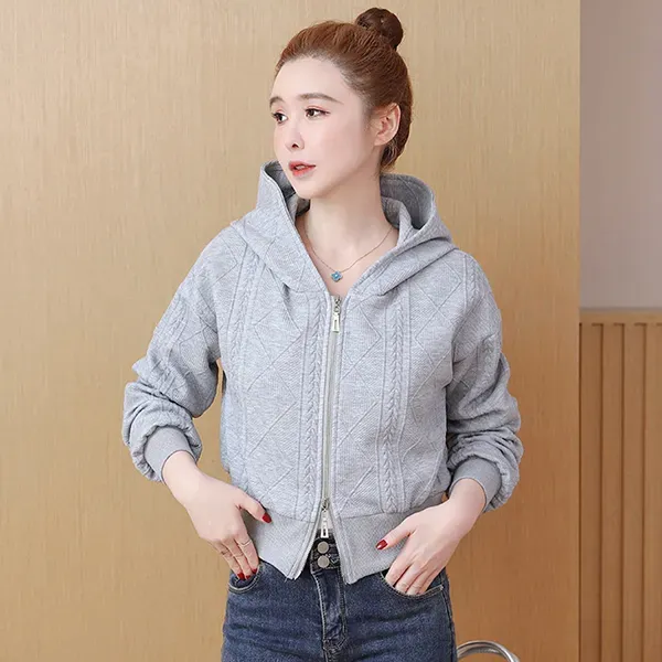 Winter Casual Wear Hoodie Zip-Up Quilted Jacket For Women