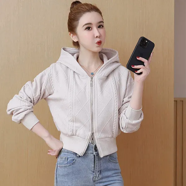 Winter Casual Wear Hoodie Zip-Up Quilted Jacket For Women