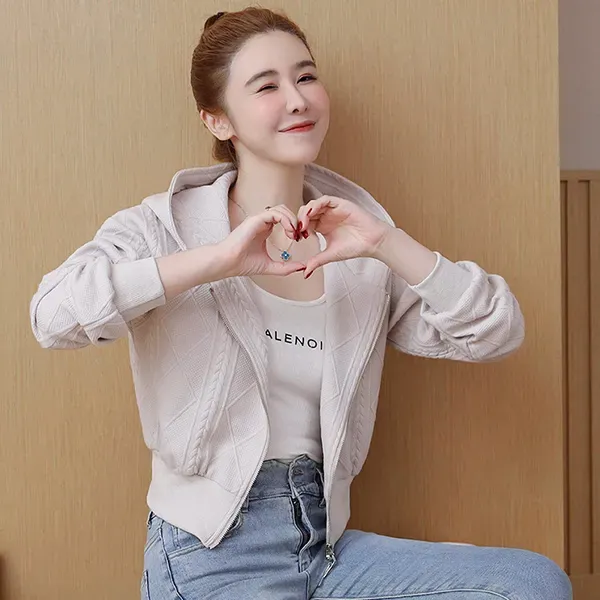 Thumbnail of Winter Casual Wear Hoodie Zip-Up Quilted Jacket For Women