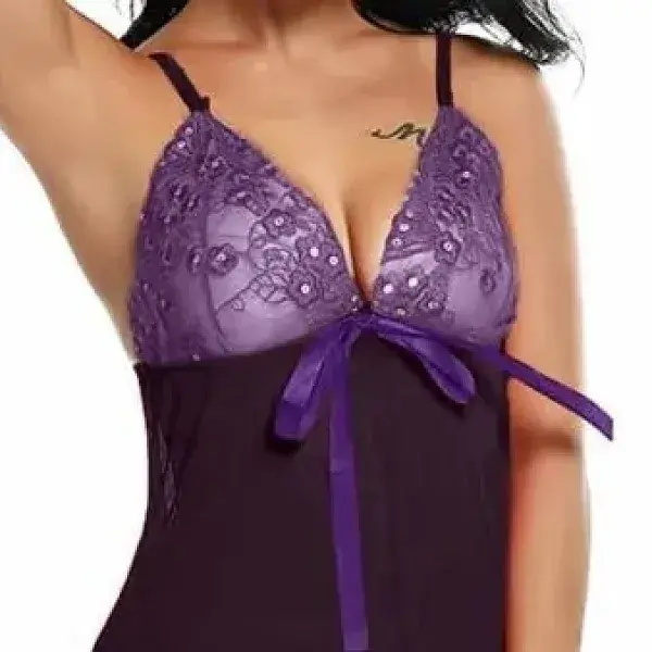 Thumbnail of Elegant Spaghetti Strap Lace Bow Breathable Home Nightwear