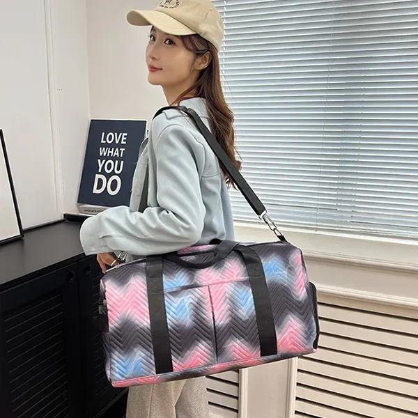 Thumbnail of Chic Quilted Chevron Weekender Bag | Travel and Gym Duffel with Shoe Compartment