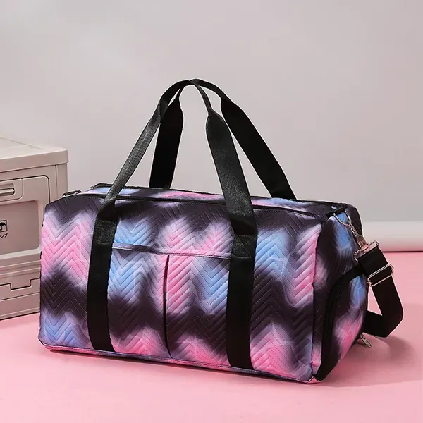 Thumbnail of Chic Quilted Chevron Weekender Bag | Travel and Gym Duffel with Shoe Compartment