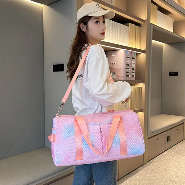 Chic Quilted Chevron Weekender Bag | Travel and Gym Duffel with Shoe Compartment