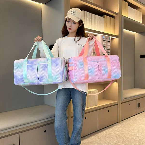 Thumbnail of Chic Quilted Chevron Weekender Bag | Travel and Gym Duffel with Shoe Compartment