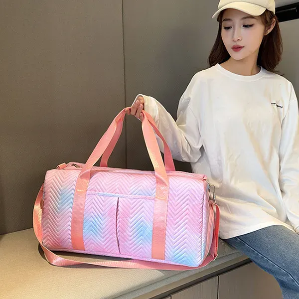 Thumbnail of Chic Quilted Chevron Weekender Bag | Travel and Gym Duffel with Shoe Compartment