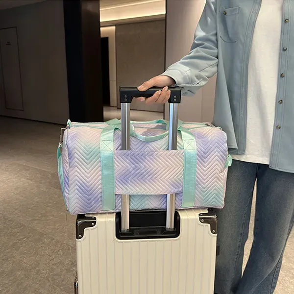 Chic Quilted Chevron Weekender Bag | Travel and Gym Duffel with Shoe Compartment