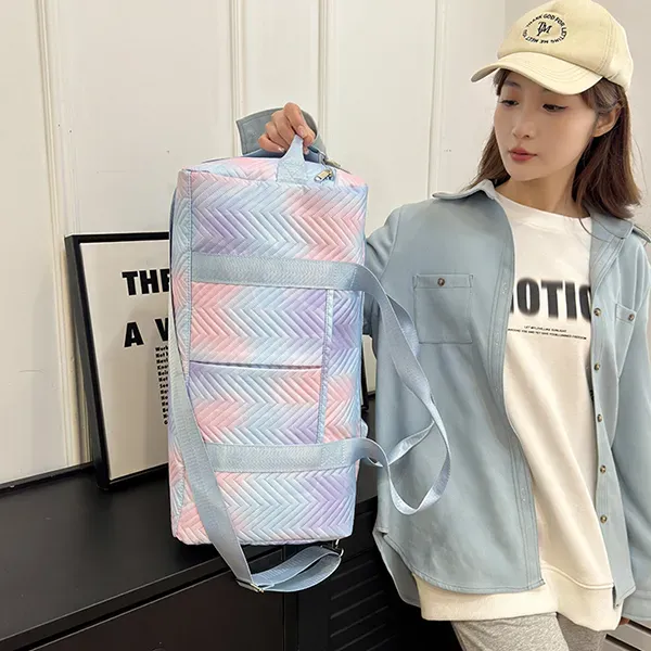 Thumbnail of Chic Quilted Chevron Weekender Bag | Travel and Gym Duffel with Shoe Compartment