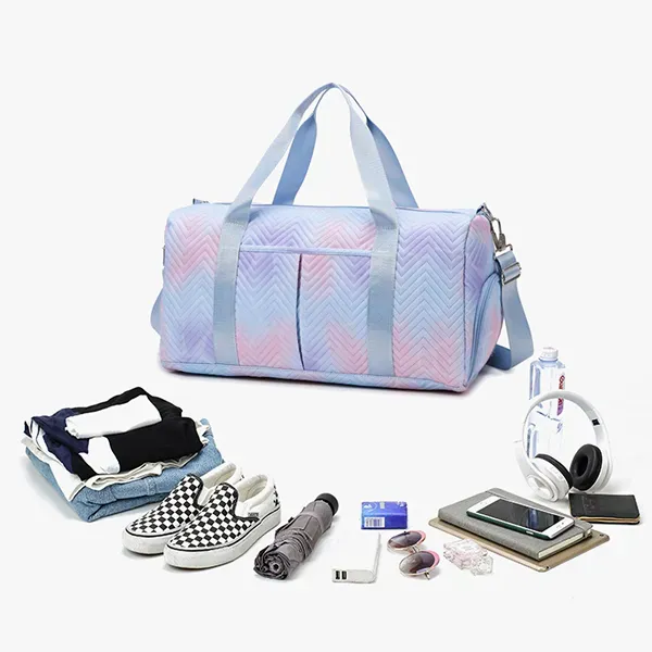 Thumbnail of Chic Quilted Chevron Weekender Bag | Travel and Gym Duffel with Shoe Compartment