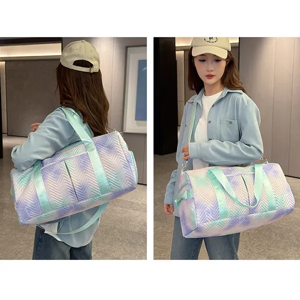 Thumbnail of Chic Quilted Chevron Weekender Bag | Travel and Gym Duffel with Shoe Compartment