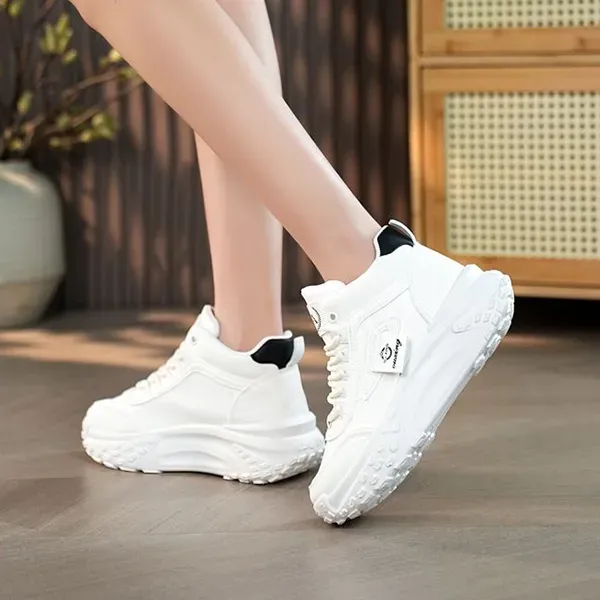 Stylish Chunky High Top Lace Up Sneakers