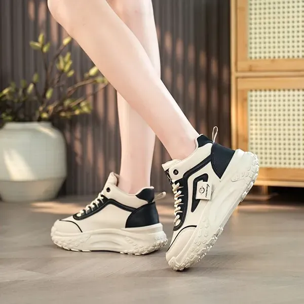 Stylish Chunky High Top Lace Up Sneakers