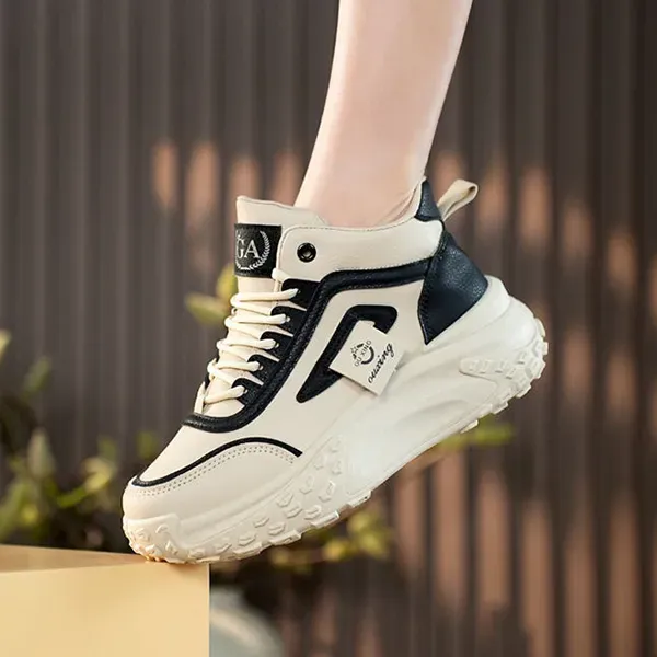 Stylish Chunky High Top Lace Up Sneakers