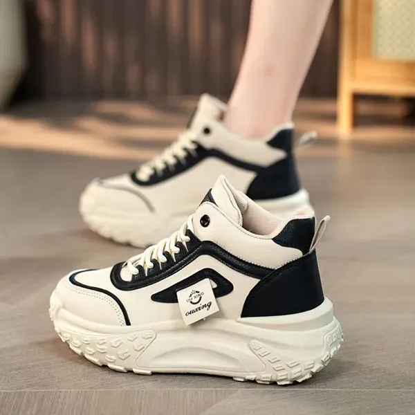 Stylish Chunky High Top Lace Up Sneakers