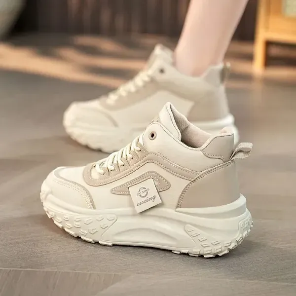 Stylish Chunky High Top Lace Up Sneakers