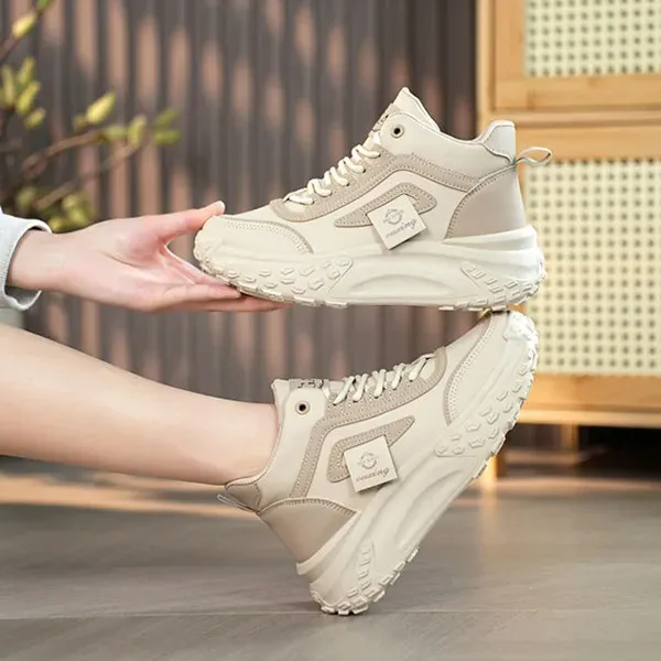 Stylish Chunky High Top Lace Up Sneakers