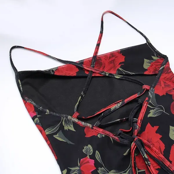 Thumbnail of Chiffon Floral Pattern Spaghetti Strap Cocktail Formal Wear Maxi Dress