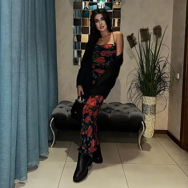 Chiffon Floral Pattern Spaghetti Strap Cocktail Formal Wear Maxi Dress