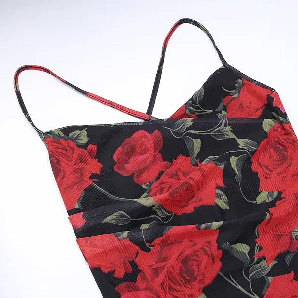 Chiffon Floral Pattern Spaghetti Strap Cocktail Formal Wear Maxi Dress