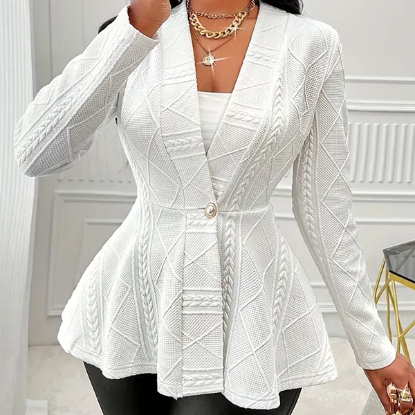 Thumbnail of Elegant Knit Textured Formal Wear Blazer With Single Button
