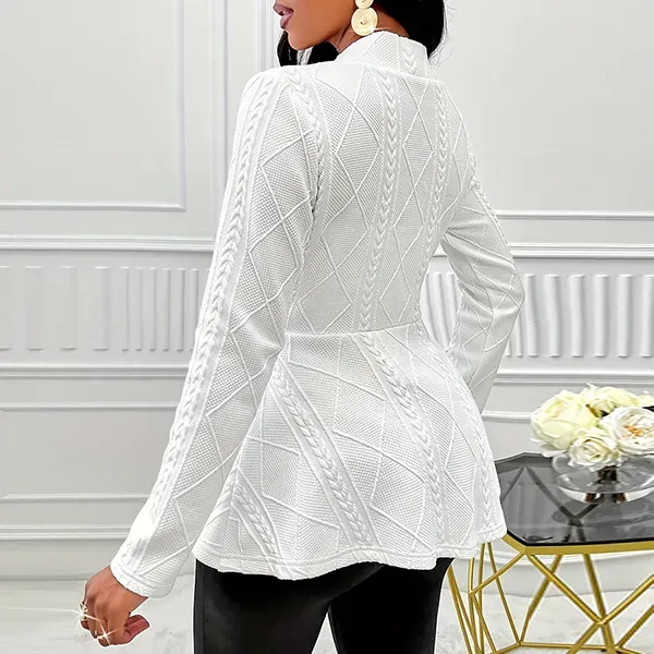 Elegant Knit Textured Formal Wear Blazer With Single Button