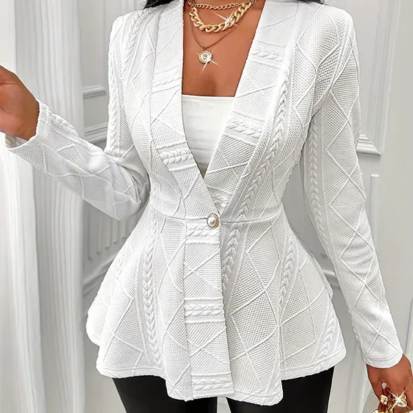 Elegant Knit Textured Formal Wear Blazer With Single Button