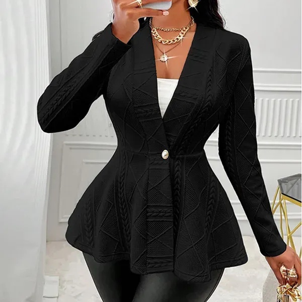 Thumbnail of Elegant Knit Textured Formal Wear Blazer With Single Button