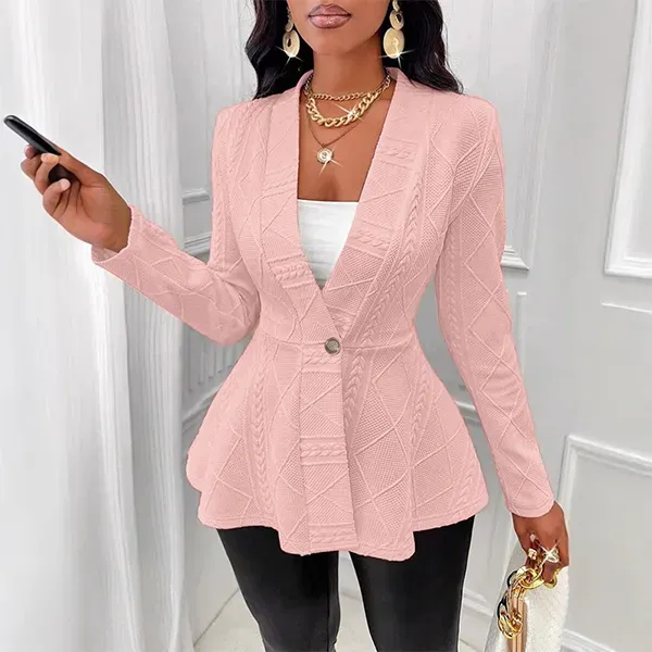 Elegant Knit Textured Formal Wear Blazer With Single Button