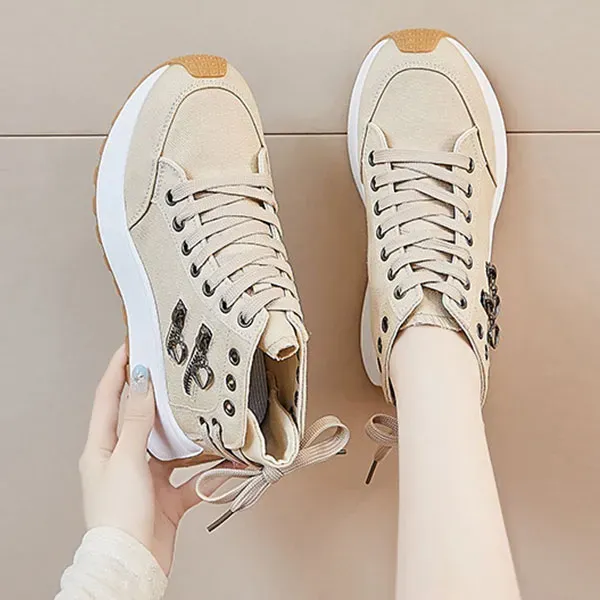 Casual Canvas Lace-Up High-Top Sneakers