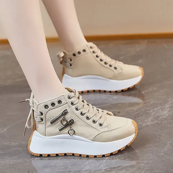 Casual Canvas Lace-Up High-Top Sneakers