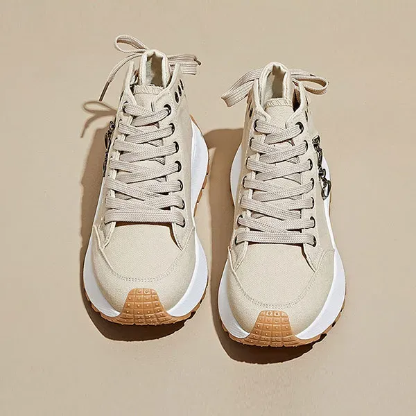 Casual Canvas Lace-Up High-Top Sneakers
