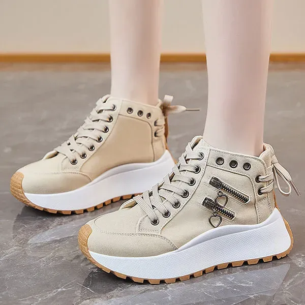 Casual Canvas Lace-Up High-Top Sneakers