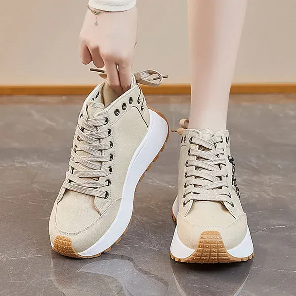Casual Canvas Lace-Up High-Top Sneakers