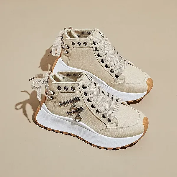 Casual Canvas Lace-Up High-Top Sneakers