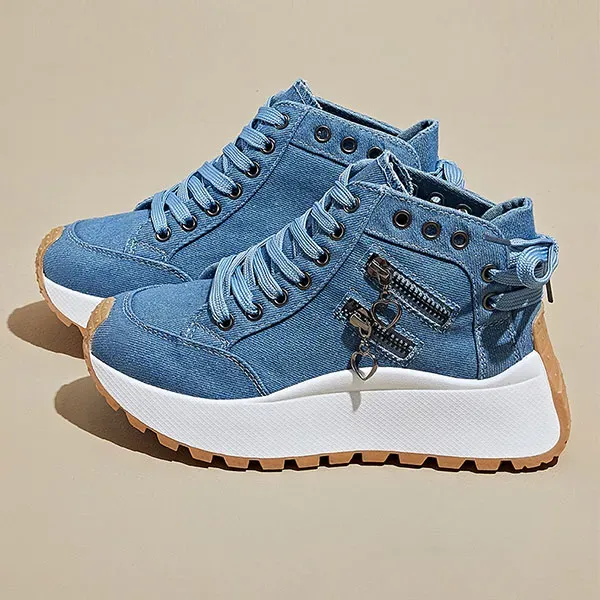 Casual Canvas Lace-Up High-Top Sneakers