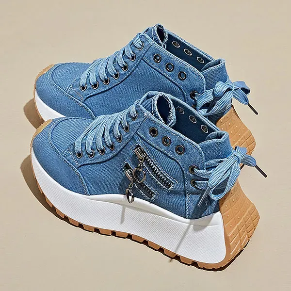 Casual Canvas Lace-Up High-Top Sneakers