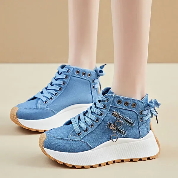 Casual Canvas Lace-Up High-Top Sneakers