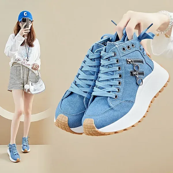 Casual Canvas Lace-Up High-Top Sneakers